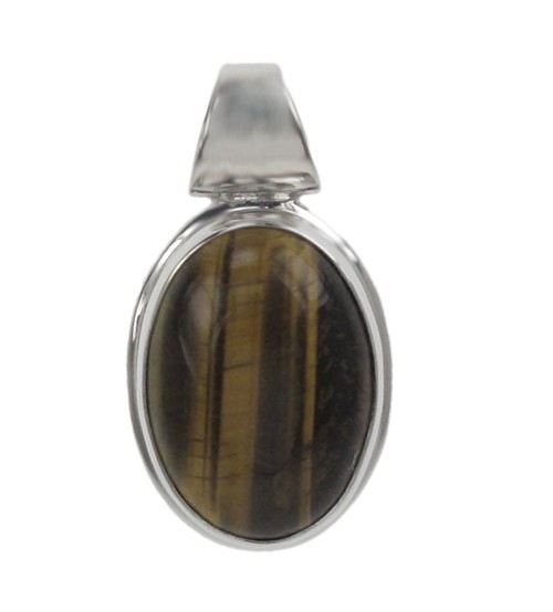 Oval Tiger Eye Pendant, Sterling Silver